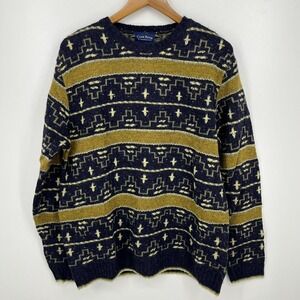 Club Room by Charter Club Sweater Men's Size M Blue Southwestern Chunky Knit Vtg